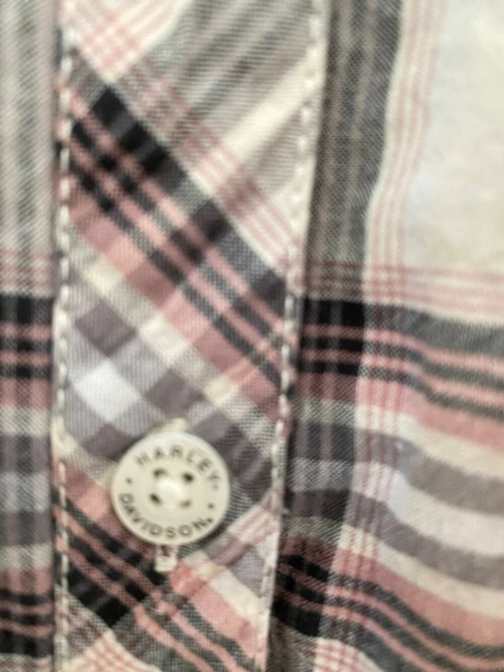 Harley Davidson Motorcycles Women’s Short Sleeve Button Plaid Shirt Size XL - Picture 3 of 4